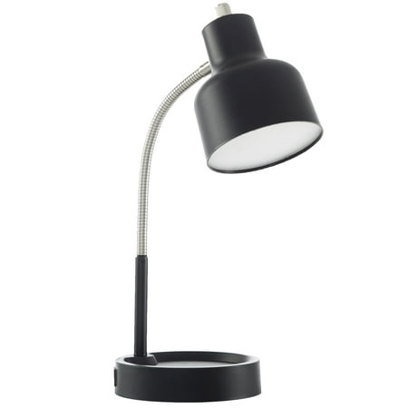 Mainstays LED Desk Lamp with Catch-All Base & AC Outlet, Matte Black
