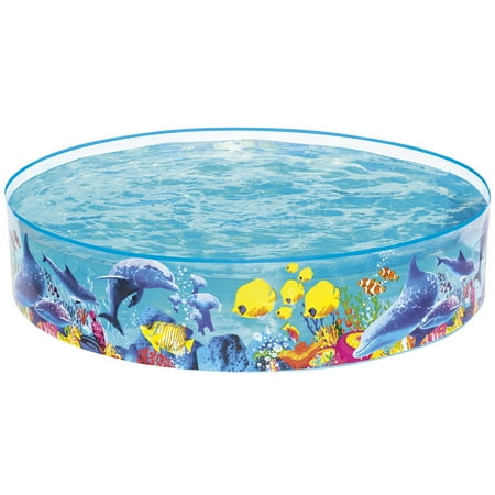 Bestway: Odyssey Fill 'N Fun Play Pool - 72 x 15" Round Kiddie Splash Pool, Underwater Fish Sea Theme, 198 Gal, Outdoor Water Play, Toddler & Kids 2+