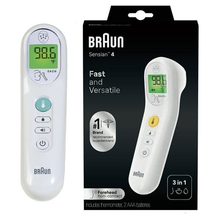 Braun No Touch 3-in-1 Digital Thermometer, Suitable for All Ages, BNT100US, White