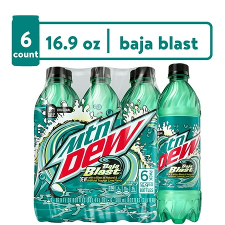 Mountain Dew Baja Blast Soda 16.9 Oz 6 Pack