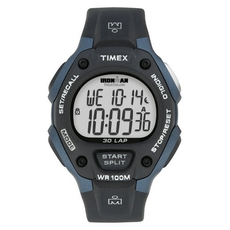 TIMEX Men's IRONMAN Classic 30 Black/Dark Blue 38mm Sport Watch, Resin Strap