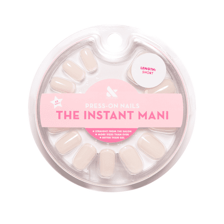 Olive & June Instant Mani Squoval Short Press-On Nails, Classic French, Pink, 42 Ct