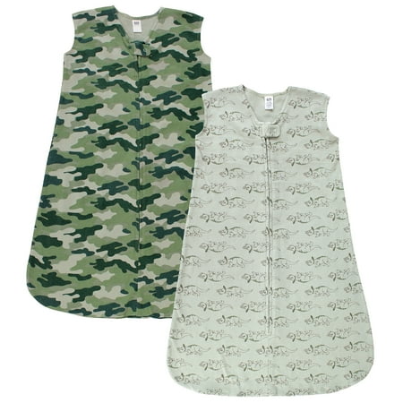 Hudson Baby Infant Boy Thermal Sleeveless Sleeping Bag 2pk, Sage Dinosaur, 12-18 Months