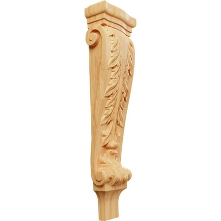 Ekena Millwork 6 1/4"W x 3"D x 22"H Large Acanthus Pilaster Corbel, Red Oak