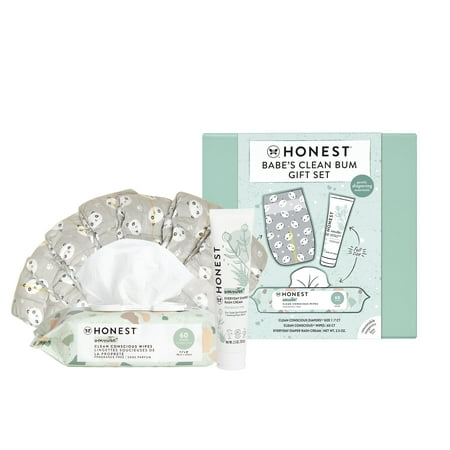 The Honest Company, Babe's Clean Bum Infant Gift Set, Includes: Dipaers, Wipes, Diaper Rash Cream