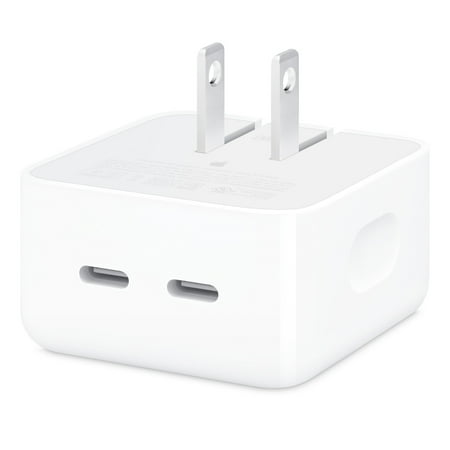 Apple 35W Dual USB-C Port Compact Power Adapter Fast Charger for iPhone, iPad, Airpods, Apple Watch, and more