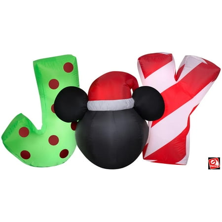 Disney Christmas Airblown Inflatable Mickey Mouse "JOY" Sign, 2.5 ft Tall, Black