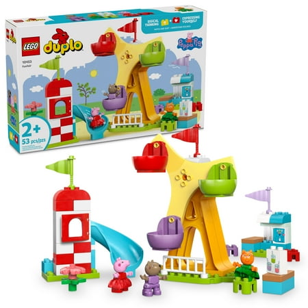 LEGO DUPLO Peppa Pig Funfair Toddler Toy - Sensory Toy Featuring Peppa Pig - Fun Gift for 2+ Year Old Boy or Girl - Helps Preschoolers Develop Color Sorting and Fine Motor Skills - 10453