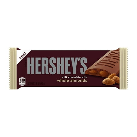 Hersheys Milk Chocolate with Whole Almonds King Size Candy, Bar 2.6 oz