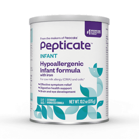 Pepticate Baby Formula, Hypoallergenic Powdered Infant Formula for Cow Milk Allergy, with Omega 3 DHA, ARA, Iron & Prebiotics, 13.2oz