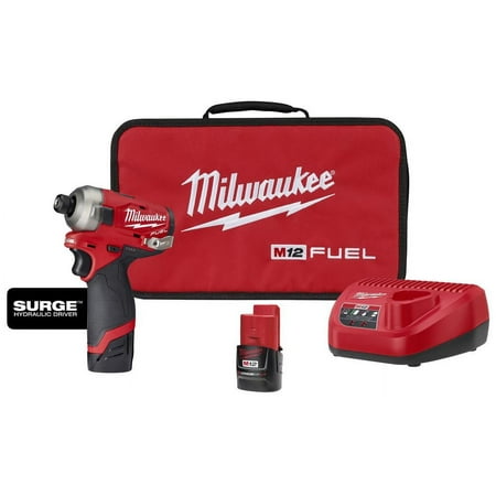 Milwaukee M12 1/4" 12V Brushless Hex Impact Driver Kit 2551-22 with (2) 2Ah Batteries, Charger, & Tool Bag