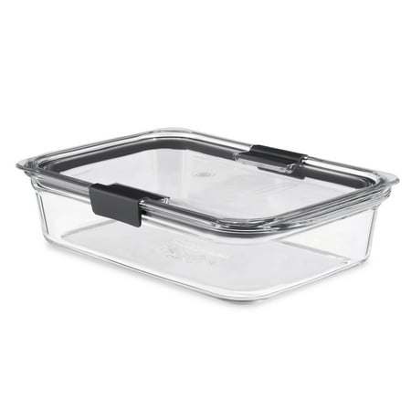 Rubbermaid Brilliance Glass Food Storage Container with Lid, BPA Free and Leak Proof, 8-Cup