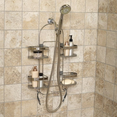 Expandable Stainless Steel Shower Caddy with 4 Shelves, Zenna Home over-the-Showerhead