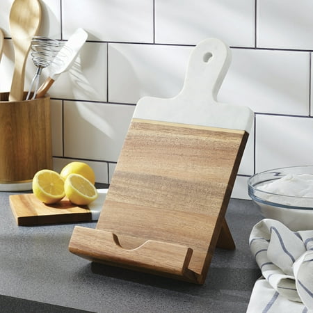 Better Homes & Gardens Acacia Wood and Marble Cookbook/Tablet Holder