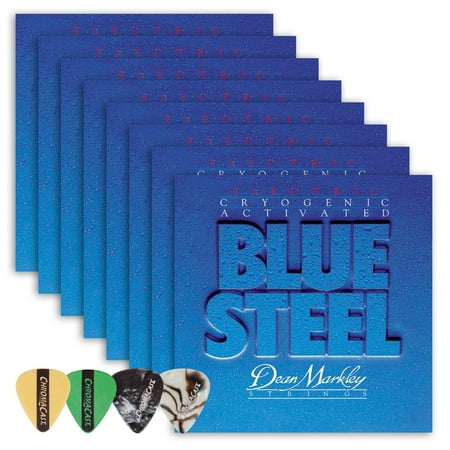 Dean Markley 2562 Blue Steel Medium Gauge Electric Guitar String(.011-.052) 8 Pack, with ChromaCast 4 Pick Sampler