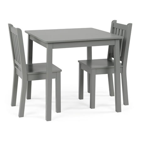 Humble Crew Camden 3 Piece Wood Kids Table & Chairs Set in Grey
