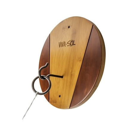 Viva Sol Premium All-Wood Walnut Finish Hook and Ring Target Game for Use Indoors and Outdoors