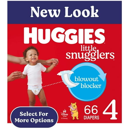 Huggies Little Snugglers Baby Diapers, Size 4 (22-37 lbs), 66 Ct (Select for More)