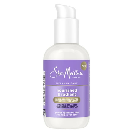 SheaMoisture Melanin Care SPF 30 Sunscreen Face Lotion Even Tone, Nourished & Radiant with Pro-Ceramides + Elderberry Complex, 3 oz