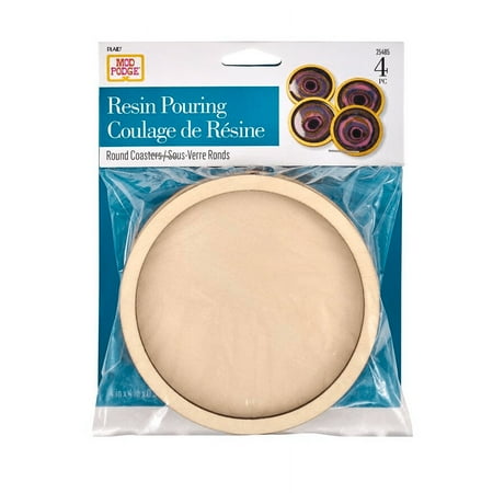 Mod Podge Epoxy Resin Pouring Round Wood Coasters, 4" x 4", Set of 4