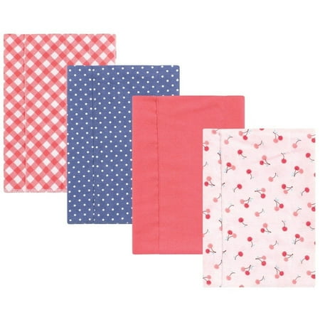 Hudson Baby Infant Girl Cotton Flannel Burp Cloths, Cherry Sweet, One Size