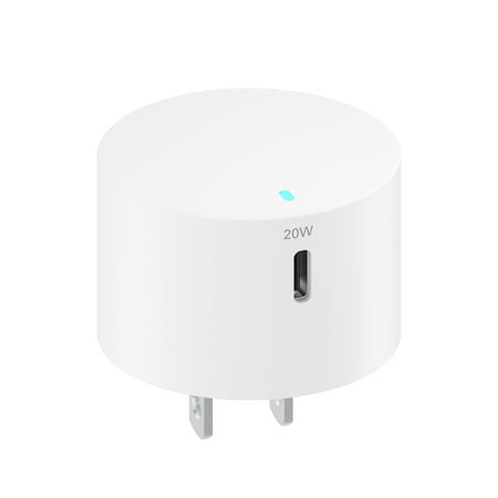 onn 20W Single USB-C Port Wall Charger, Fast Charging, USB-IF Certified, Foldable Plug, White - Compatible with iPhone 17/16/15 Series, Samsung Galaxy, Note, Pixel Devices iPad Pro, & More