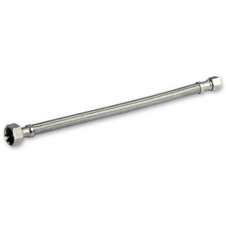 Highcraft 27130-NL Lead Free Stainless Steel Braided Faucet Supply Line with 1/2" IPS and 3/8" Compression Fitting, 30"
