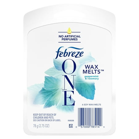 Febreze One Wax Melt Odor-Eliminating Air Freshener, Peppermint, 6 Count
