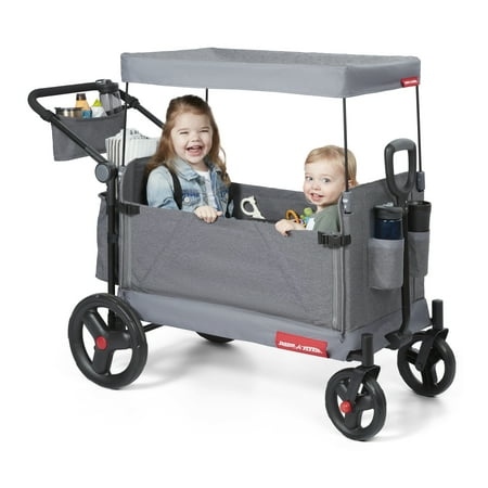 Radio Flyer Journey Kid & Cargo Stroll 'N Wagon, Gray Push Wagon, for Toddlers 1 Year and up, Net Content 1 Each