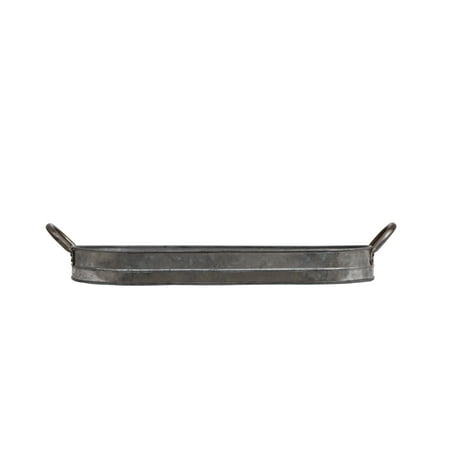 Creative Co-Op Oval Galvanized Metal Tray with Handles