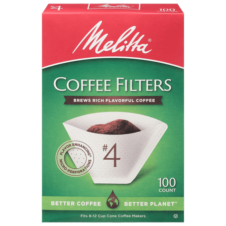 Melitta #4 White Cone Coffee Filters, 100 Ct