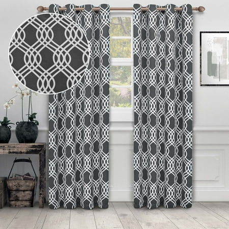 Superior Ribbon Blackout Grommet Curtain Panel, Set of 2, 52" W x 96" L, Grey