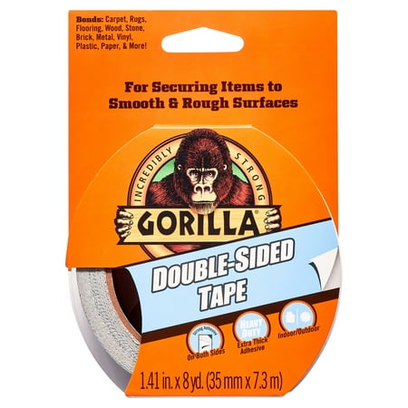 Gorilla Glue Double-Sided Tape, Gray Roll Assembled Product Weight 0.386 lb