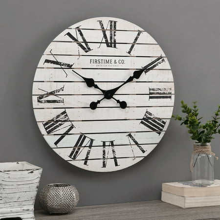 FirsTime & Co. White Farmhouse Shiplap Wall Clock, Farmhouse, Analog, 18 x 2 x 18 in