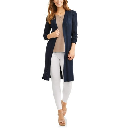 Time and Tru Women's Ribbed Duster Cardigan