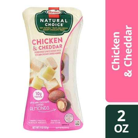 HORMEL NATURAL CHOICE Snack Chicken, Cheddar Cheese & Dark Chocolate Covered Almonds, 2 Oz