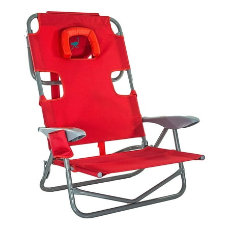 Ostrich On Your Back Folding Reclining Outdoor Beach Camping Lawn Chair, Red