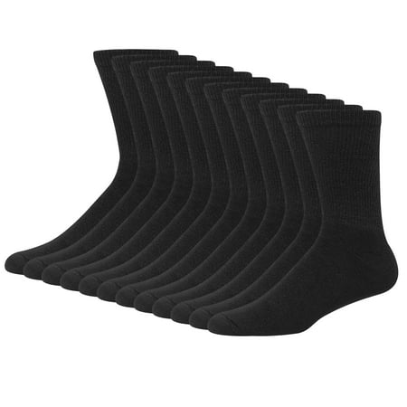 Hanes Men's Double Tough Durability Crew Socks, 12-Pack