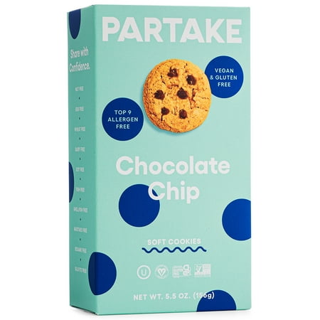Partake Foods Soft Baked Chocolate Chip Cookies, Vegan & Gluten-Free, Shelf-Stable, Baked, 5.5 oz