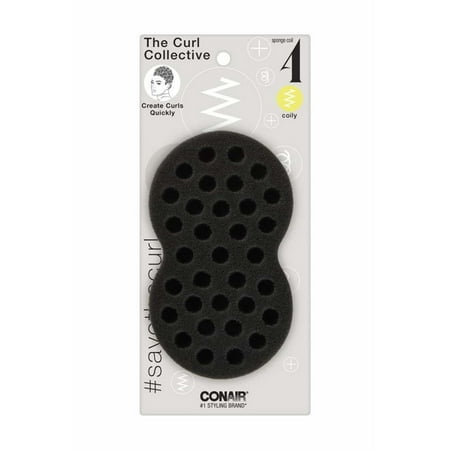 Conair The Curl Collective Sponge Coil Foam Pad Wave Hair Brush, Black