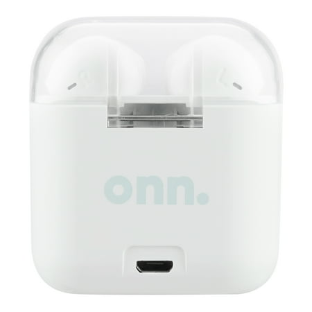 onn. White In Ear True Wireless Earbuds with Charging Case