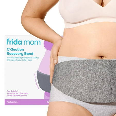 Frida Mom C Section Recovery Belly Band, Postpartum Abdominal Binder with Soft Knit Layer, One Size