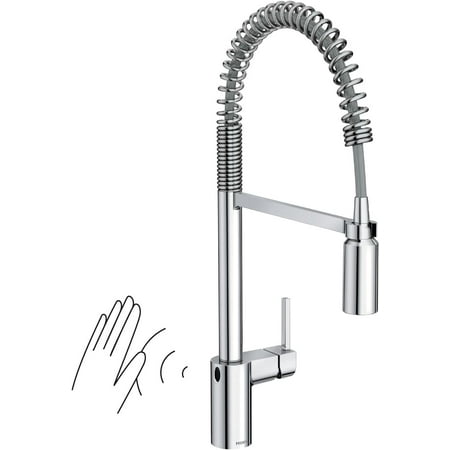 Moen Align Chrome Motionsense Wave Sensor Touchless One-Handle High Arc Spring Pre-Rinse Pulldown Kitchen Faucet with Sprayer Head, Hands-Free Kitchen Sink Faucet for Farmhouse, Commercial, 5923EWC