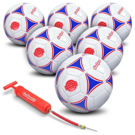 GoSports Premier Soccer Ball with Premium Pump - 6 Pack - Size 5