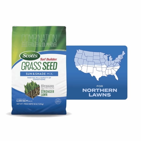 Scotts Turf Builder Grass Seed Sun and Shade Mix, With Fertilizer, 16 lbs.