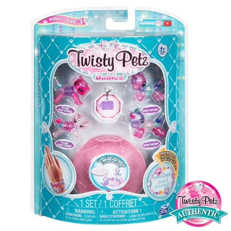 Twisty Petz, Series 3 Babies 4-Pack, Snow Leopards and Unicorns Collectible Bracelet Set and Case for Kids Aged 4 and up