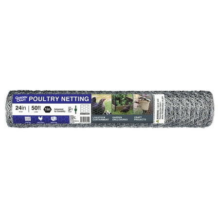 Garden Craft 24in H x 50ft L Gray Chicken Wire with 1in Openings