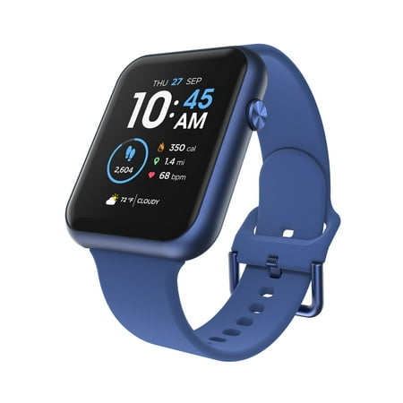 iTech Fusion 3 Unisex Adult Rectangular Smart Watch, Blue, Silicone Strap