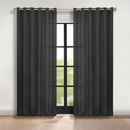 Superior Solid Blackout Curtains, Set of 2, 70" X 96", Black