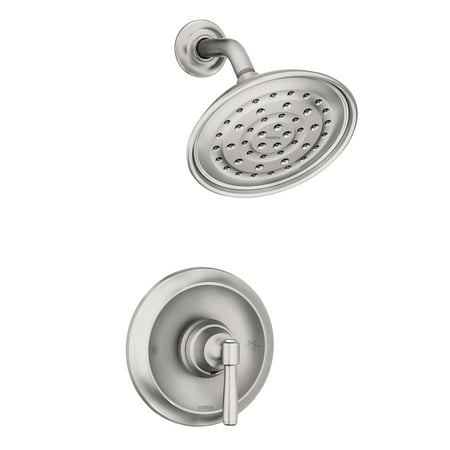Moen Halle Spot Resist Brushed Nickel Shower Faucet Trim Set Featuring Wide Showerhead and Shower Lever Handle with Posi-Temp Valve Included 82971SRN